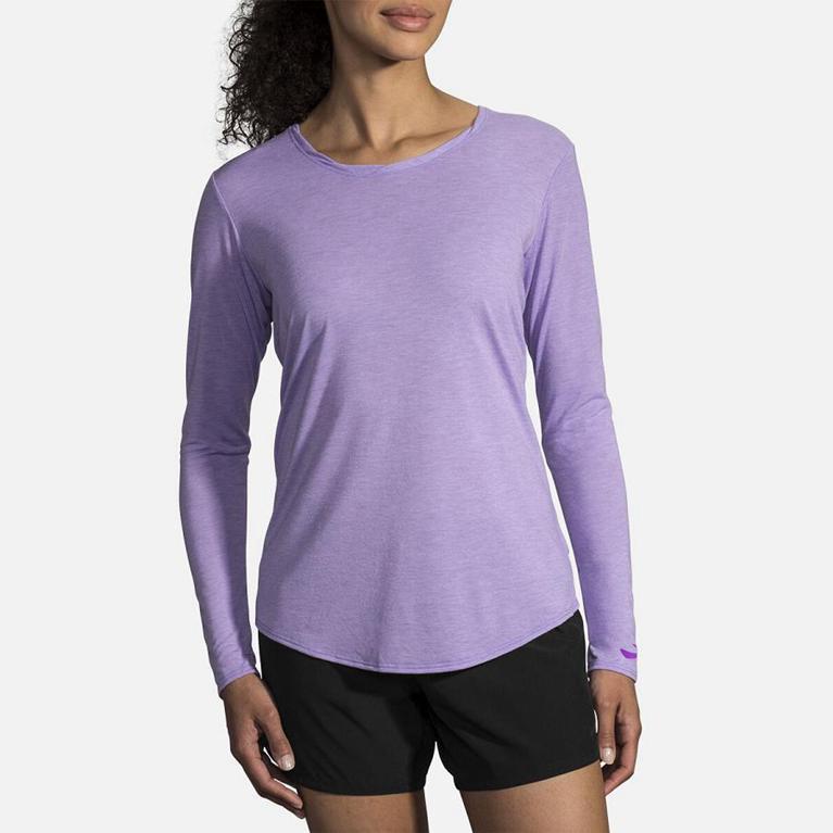 Brooks Distance Long Sleeve Running Shirt - Women's - Purple (36572-WGDM)